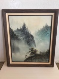 Japanese Crane Painting Signed Framed