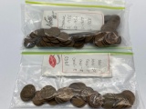 2 Bags of 1940s & 1950s Lincoln Wheat Pennies, U.S. 1 Cent Coins