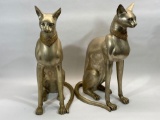 Set of 2 Metal Egyptian Cat Sculptures 24in Tall