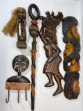 African Styled Wood Decor Sculptures, 5 Units
