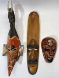 3 Wood Masks, African Styled