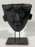 African Styled Metal Mask Art Decor 14.5in Tall