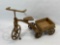 Vintage Wood Tricycle Cart for Dolls 14in Tall, 23in Long