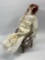Cloth Doll with Wood Chair by Mariahs Fine Gifts, 18in Tall