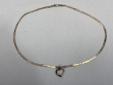 925 Silver Necklace w/ Heart Pendant, 18in Long Chain