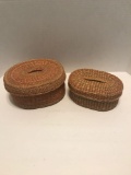 Wicker Baskets Tightly Woven With Lids 2 Units