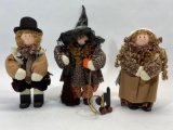 3 Limited Edition 1991 HearthWoods Wood Dolls by Lisa Harmon & Jackee Taylor with Signed Tags