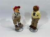 2 Limited Edition Bully Bears, Teddy Bears on Stands 10in Tall