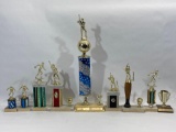 9 Youth Sports Trophies, Baseball, Soccer, Bowling, etc