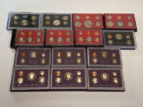 Collection of 14 United States Mint Proof Sets of Coins 1968-1992 in Original Packaging