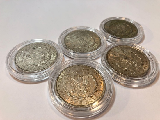5 U.S. 1921 Morgan Silver Dollars