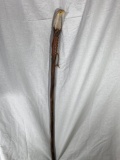 Eagle Headed Carved Wood Walking Stick, 57in Tall Staff
