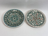 2 Susler Cini Iznik Turkey Hand Painted Decorative Plates