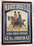 Framed French Poster 25x35in says Manege Grouls