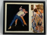 Framed Painting if 2 Men Fighting, with Palette
