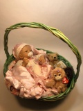 Baby Doll in a Basket, Penny Bear & Stuffed Animals