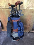 Old Golf Bag Full Of Clubs