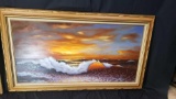 lloyd reasor signed original painting ocean waves crashing