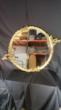 round mirror 33 in wide gold painted