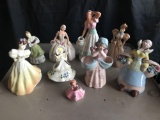 Vintage Porcelain Lady Figurines 9 Units