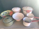 Vintage Porcelain Pots Pans 7 Units