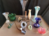 Lot of Glass Vases Hand Blown Flowers 13 Units