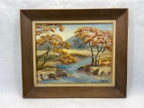 Signed Framed Panel Painting, 26x22in Art, Says H Davis
