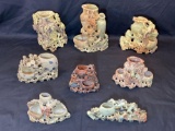 Carved Stone Vase Sculptures, Asian Art, 8 Units