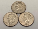3 Eisenhower Dollars, 1972, 1974, 1978, U.S. Dollar Coins