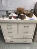 Metal 7 Drawer Cabinet Marble Top With Contents