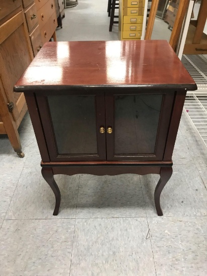 Mahogany Wood Glass Door Table Cabinet