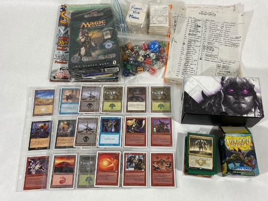 MTG Magic the Gathering Trading Cards w/ accessories, dice, magazines, etc