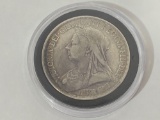 1893 Silver Coin, Queen Victoria British Widow Head Crown