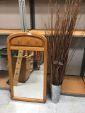 Wood Framed Mirror Bucket Of Sticks