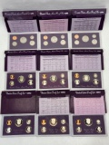 9 United States Mint Proof Sets of Coins 1985, 1986, 1987, 1988, 1989, 1990, 1991, 1992, 1993