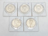 1964 Kennedy Silver Half Dollars, 5 Units