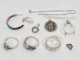 Silver jewelry, rings, pendants, etc.