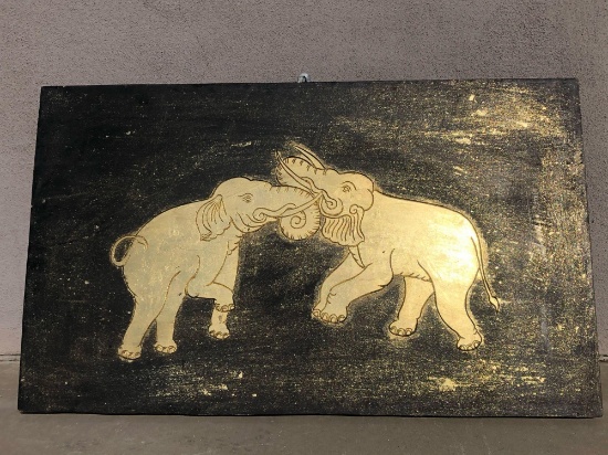 Thai Golden Elephants Wall Art