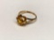 10K Gold Ring with Large Yellow Gemstone, Size 10