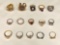 15 Rings of Various Sizes, Amethyst, Opal, Pearl, etc