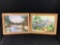 Unsigned Paintings of a mountain and stream 18in wide 14in tall