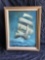 Sailing ship in storm 29in tall framed art