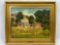 Framed canvas painting, Japanese Ranch by A Harold Knott, 25x21in