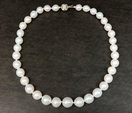 South Sea Pearl Necklace with 14K White Gold Clasp, 19in Long, Certified & Graded by AIGL