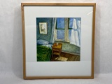 Signed framed painting, Room with Western Light by Mark Beck 2002, 18 x 19 in