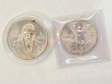 2 Mexico Silver Coins, 1978 Cien Pesos, 1982 Onza
