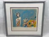 Signed framed art, Lady In Gray by P. Max 144/300, 29 x 31 in