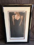23in wide x 35in tall Framed Art, Lady in Black says 14/30