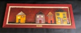 13in wide x 35in tall Signed & Framed Houses Art
