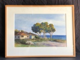 Signed Framed Watercolor Painting, Hope Ranch by Mark Beck, 22in wide x 26in tall w/ Provenance